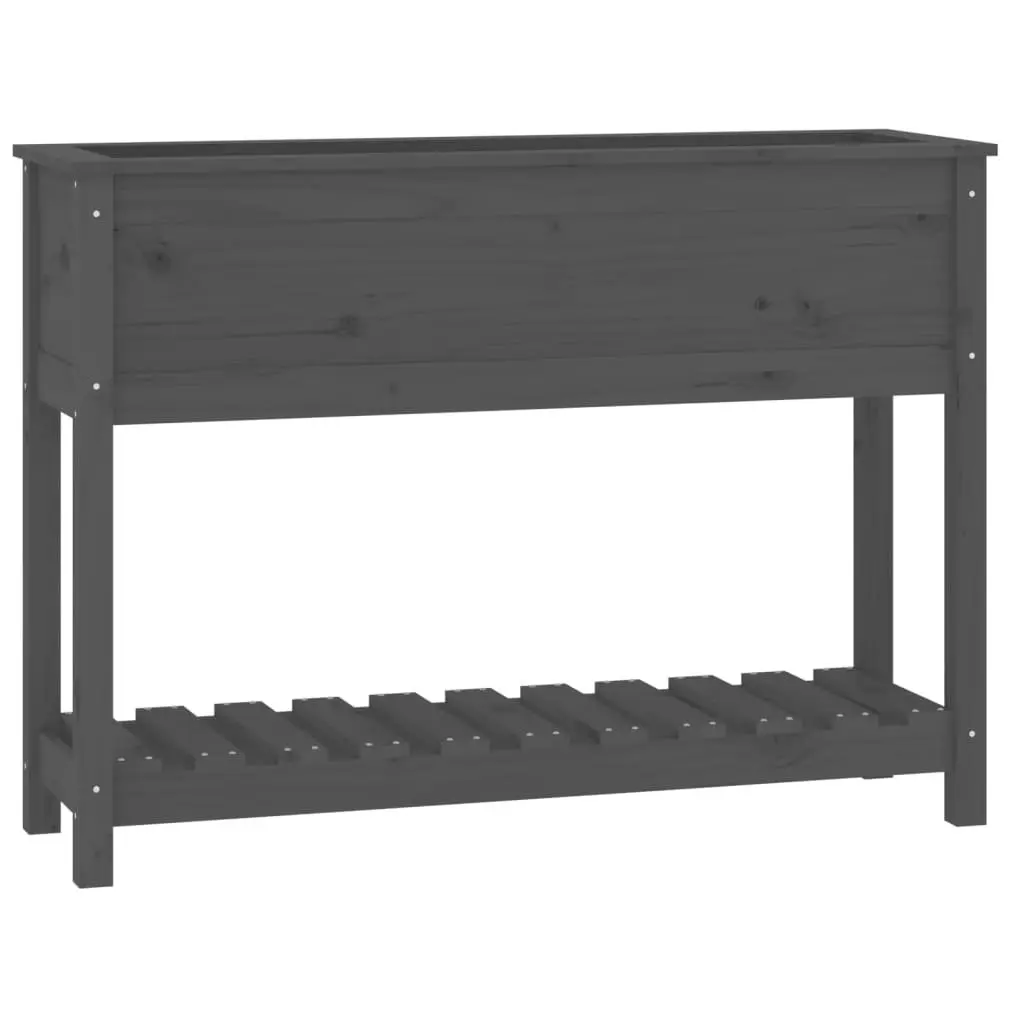 Wooden Garden Planter Raised Flower Bed Pot with Shelf Storage Grey 111.5 x 34.5 x 81 cm