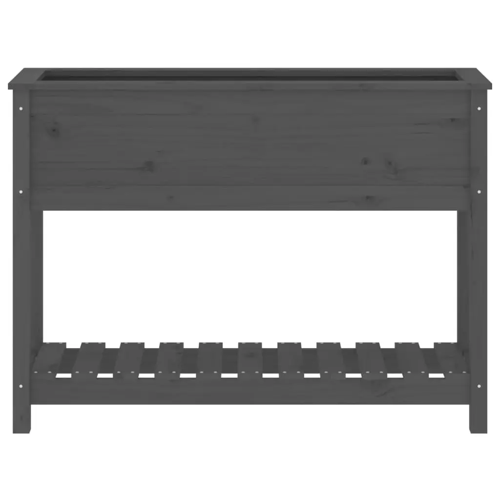Wooden Garden Planter Raised Flower Bed Pot with Shelf Storage Grey 111.5 x 34.5 x 81 cm