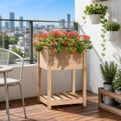 Reliable Wooden Planter with Shelf for Your Plants 54x54x81cm