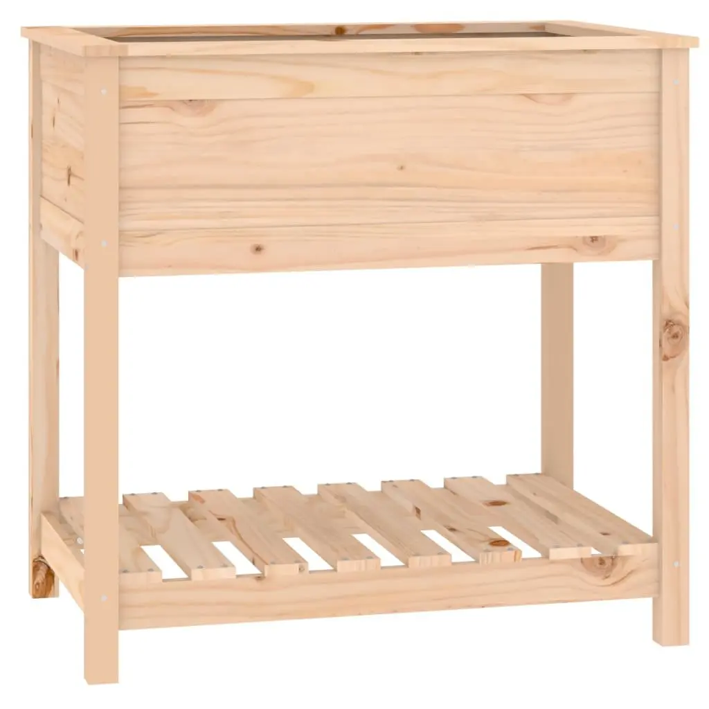Raised Wooden Planter with Shelf for Growing Vegetables Herbs Flowers 82.5x54x81 cm Brown