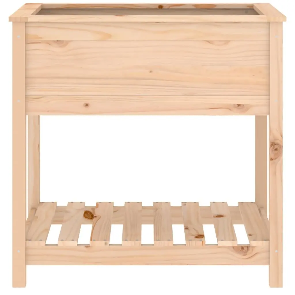 Raised Wooden Planter with Shelf for Growing Vegetables Herbs Flowers 82.5x54x81 cm Brown