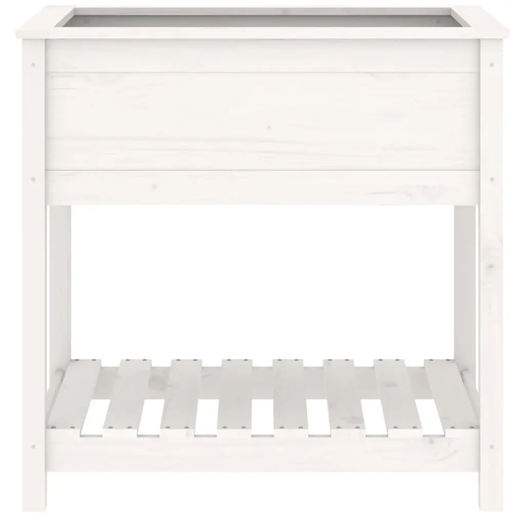 Wooden Planter Raised Bed Flower Box with Shelf 82.5 x 54 x 81 cm White