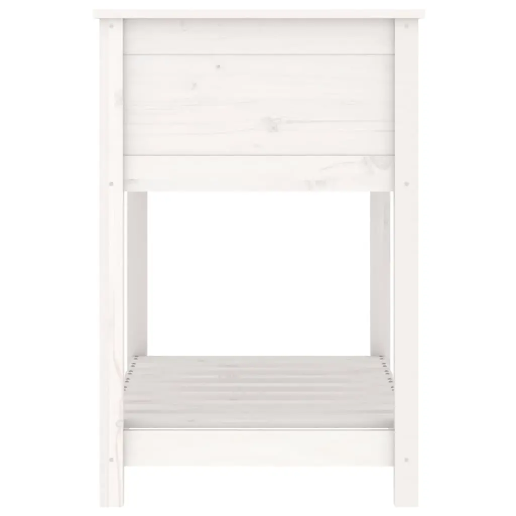 Wooden Planter Raised Bed Flower Box with Shelf 82.5 x 54 x 81 cm White