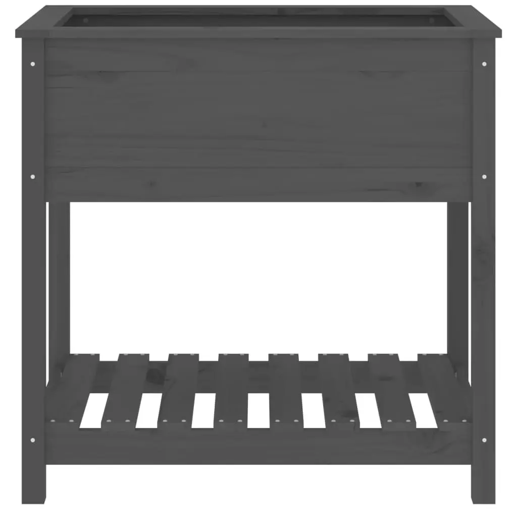 Wooden Planter Box Raised Herb Vegetable Pot with Shelf Grey 82.5 x 54 x 81 cm
