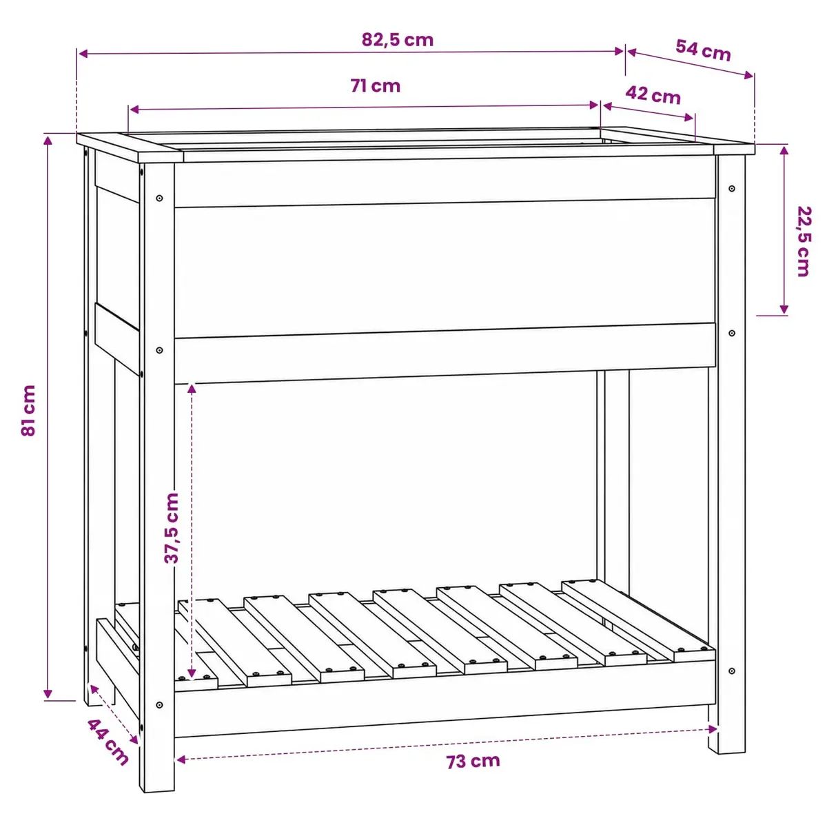 Wooden Planter Box Raised Herb Vegetable Pot with Shelf Grey 82.5 x 54 x 81 cm