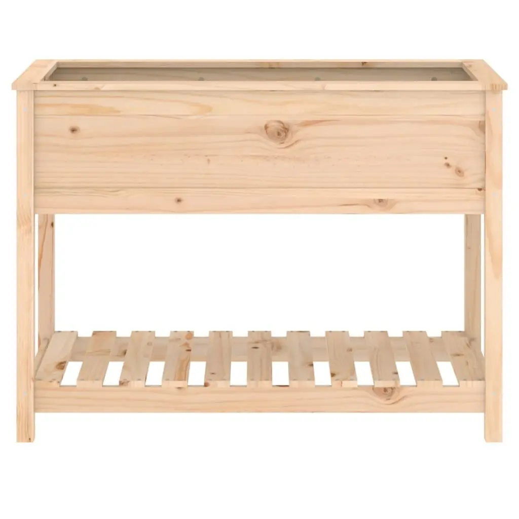 Wooden Planter Raised Bed Garden Pot with Shelf Solid Pine Brown 111.5 x 54 x 81 cm