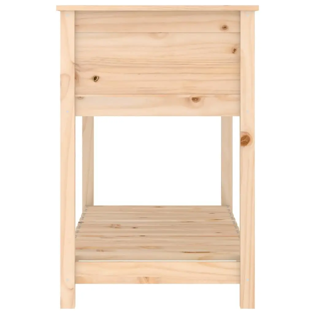 Wooden Planter Raised Bed Garden Pot with Shelf Solid Pine Brown 111.5 x 54 x 81 cm