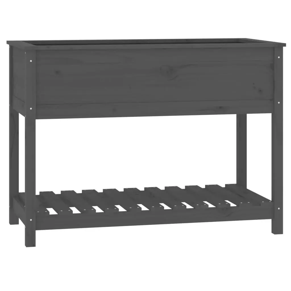 Wooden Garden Planter Raised Flower Box with Shelf Storage Grey 111.5cm W x 54cm D x 81cm H
