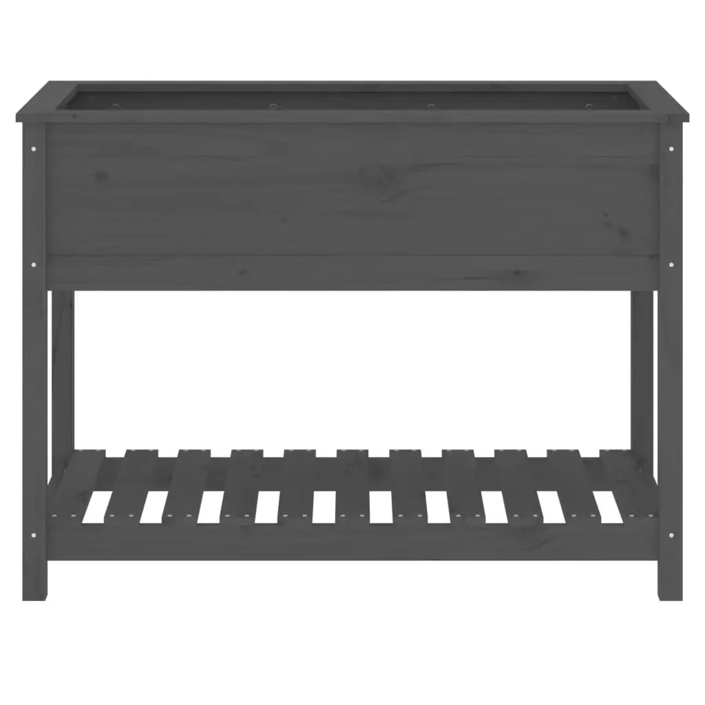 Wooden Garden Planter Raised Flower Box with Shelf Storage Grey 111.5cm W x 54cm D x 81cm H