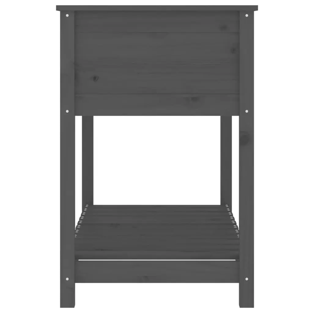 Wooden Garden Planter Raised Flower Box with Shelf Storage Grey 111.5cm W x 54cm D x 81cm H