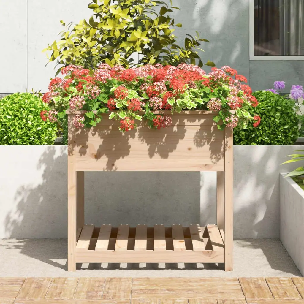 Wooden Planter Box Raised Garden Flower Box 82.5x82.5x81 cm Brown
