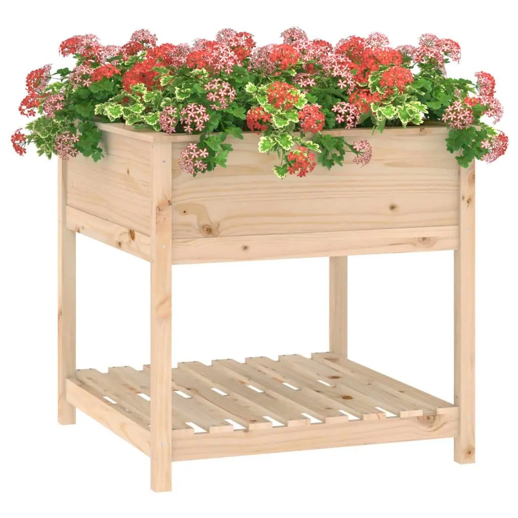 Wooden Planter Box Raised Garden Flower Box 82.5x82.5x81 cm Brown