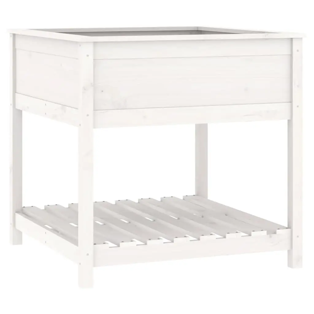 Wooden Planter Raised Garden Flower Box 82.5cm White Solid Pine Wood