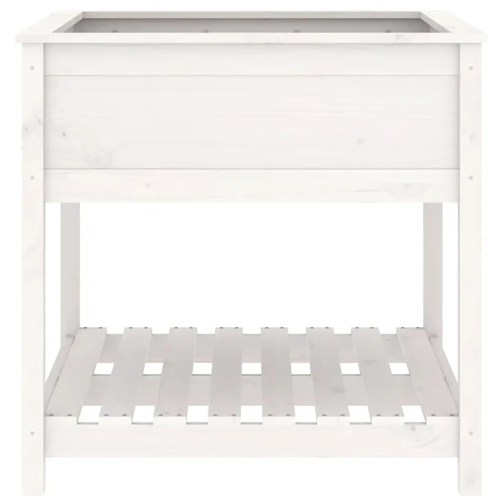 Wooden Planter Raised Garden Flower Box 82.5cm White Solid Pine Wood