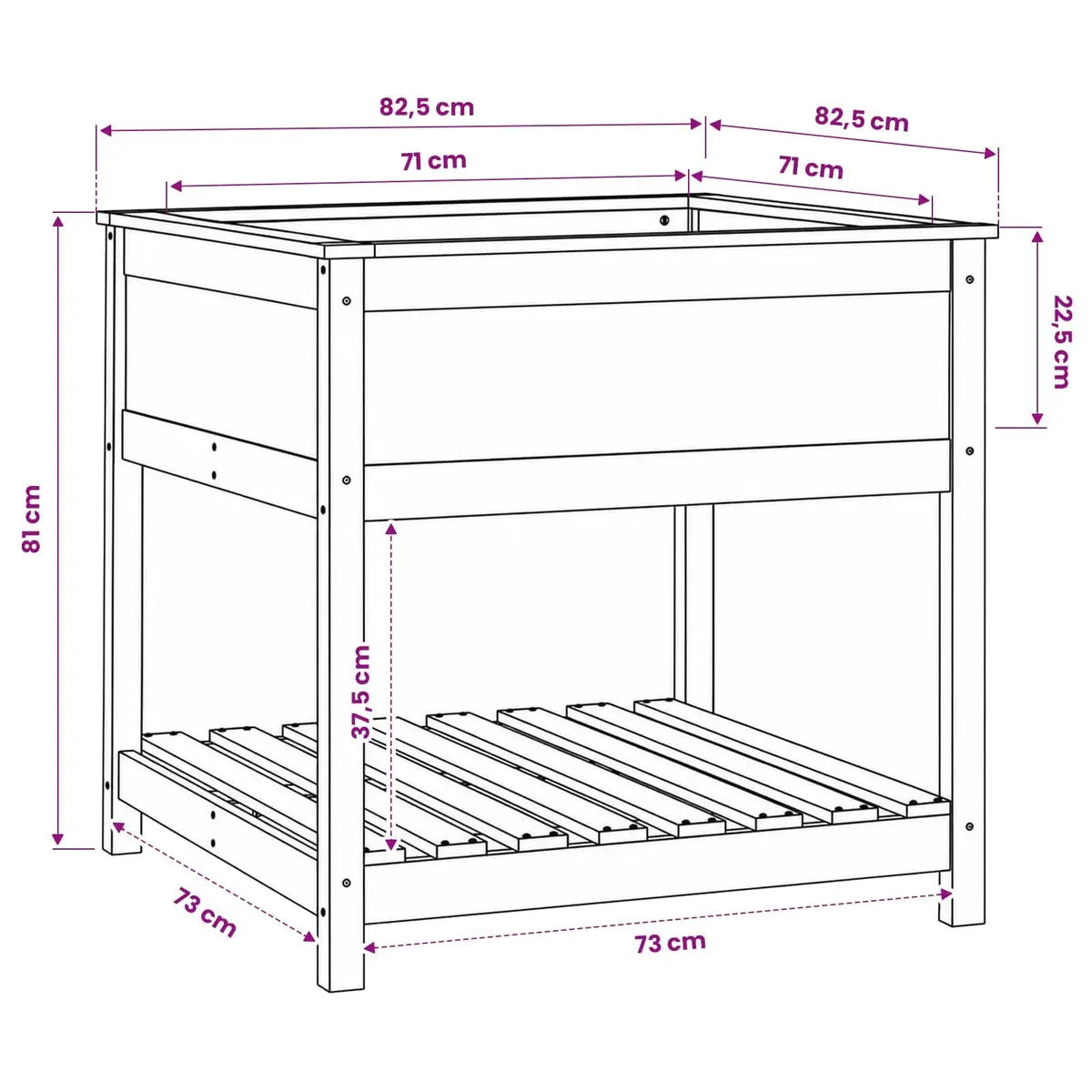 Wooden Planter Raised Garden Flower Box 82.5cm White Solid Pine Wood