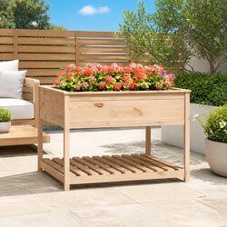 Reliable Wooden Planter with Shelf for Your Garden 111.5x111.5x81 cm