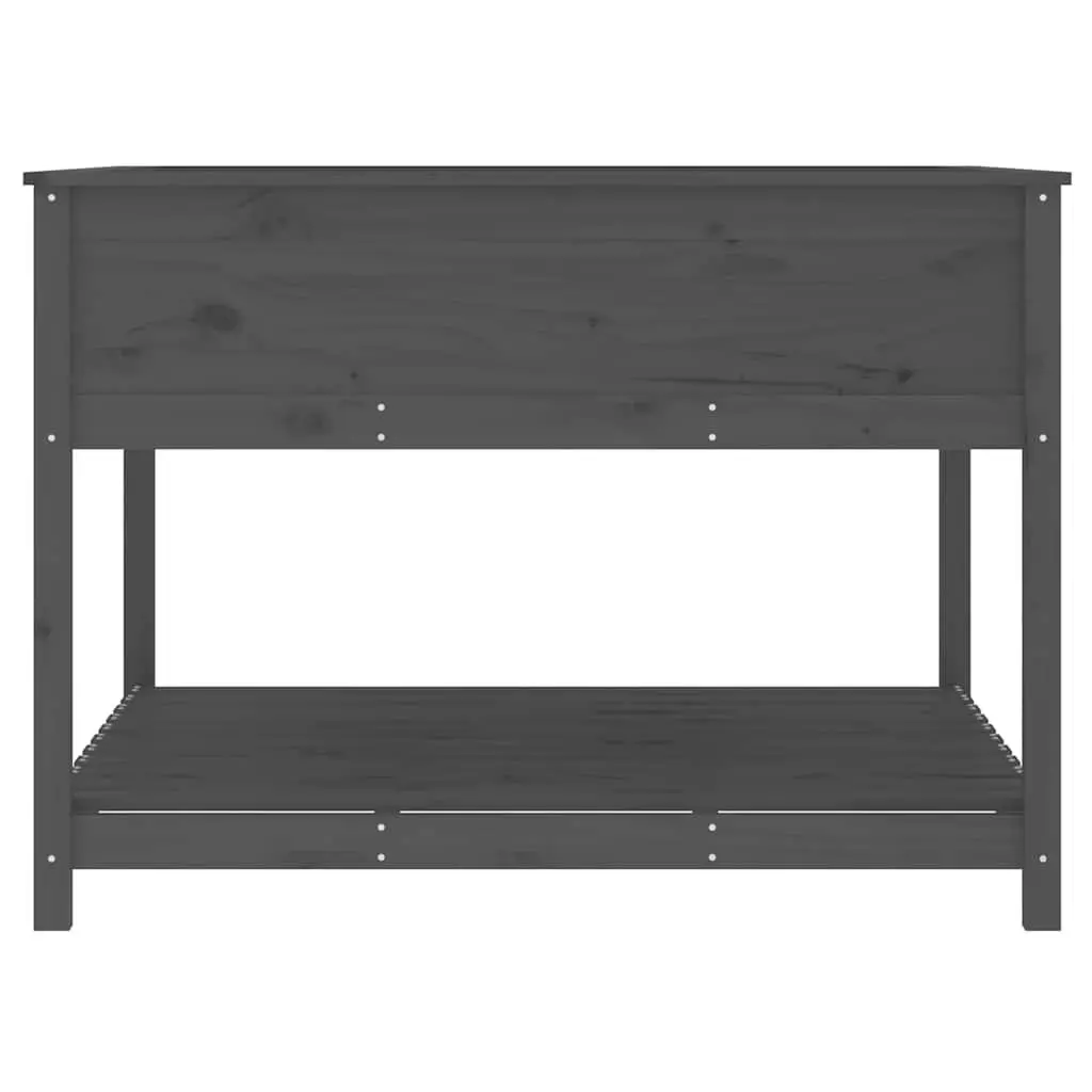 Wooden Planter Raised Flower Box with Shelf Storage Grey 1115 x 1115 x 810 mm