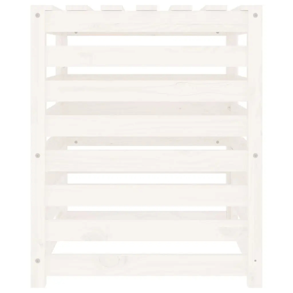 Solid Wood Pine Composter White 63.5x63.5x77.5 cm Garden Waste Bin Composting