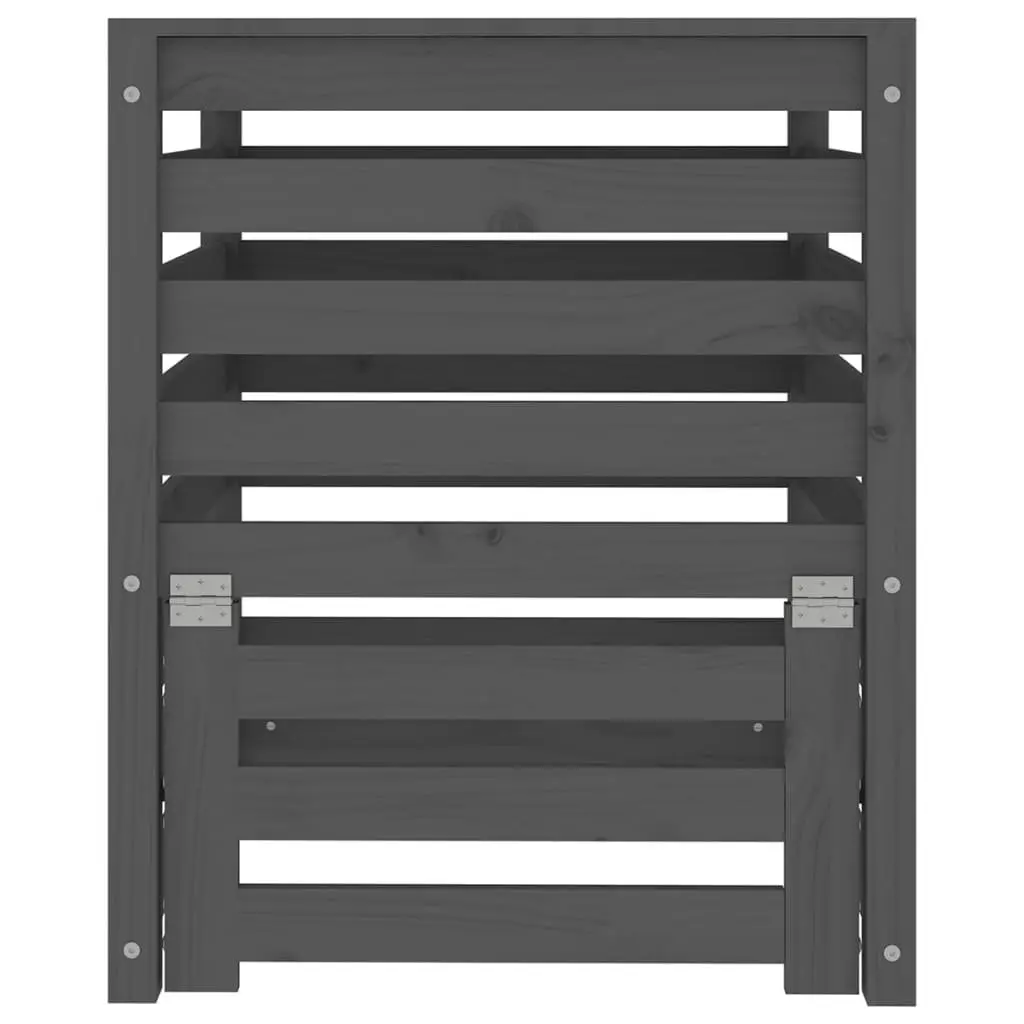 Wooden Composter Bin Garden Waste Recycling Container Large Capacity Grey 63.5cm
