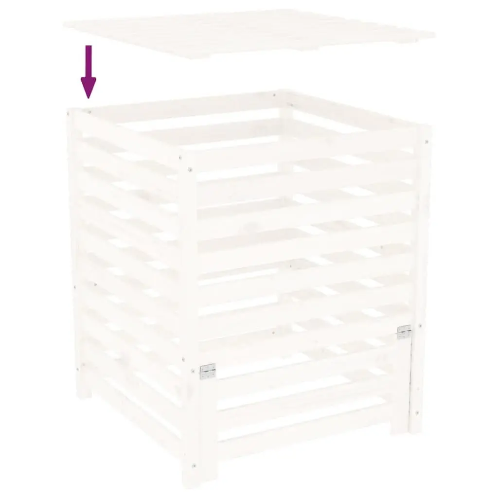 Wooden Composter Bin Garden Waste Recycling 82.5x82.5x99.5cm White Solid Pine