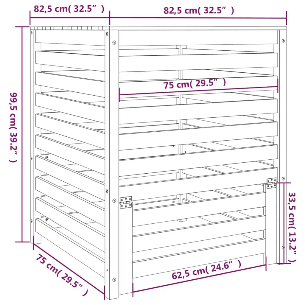 Wooden Composter Bin Garden Waste Recycling 82.5x82.5x99.5cm White Solid Pine