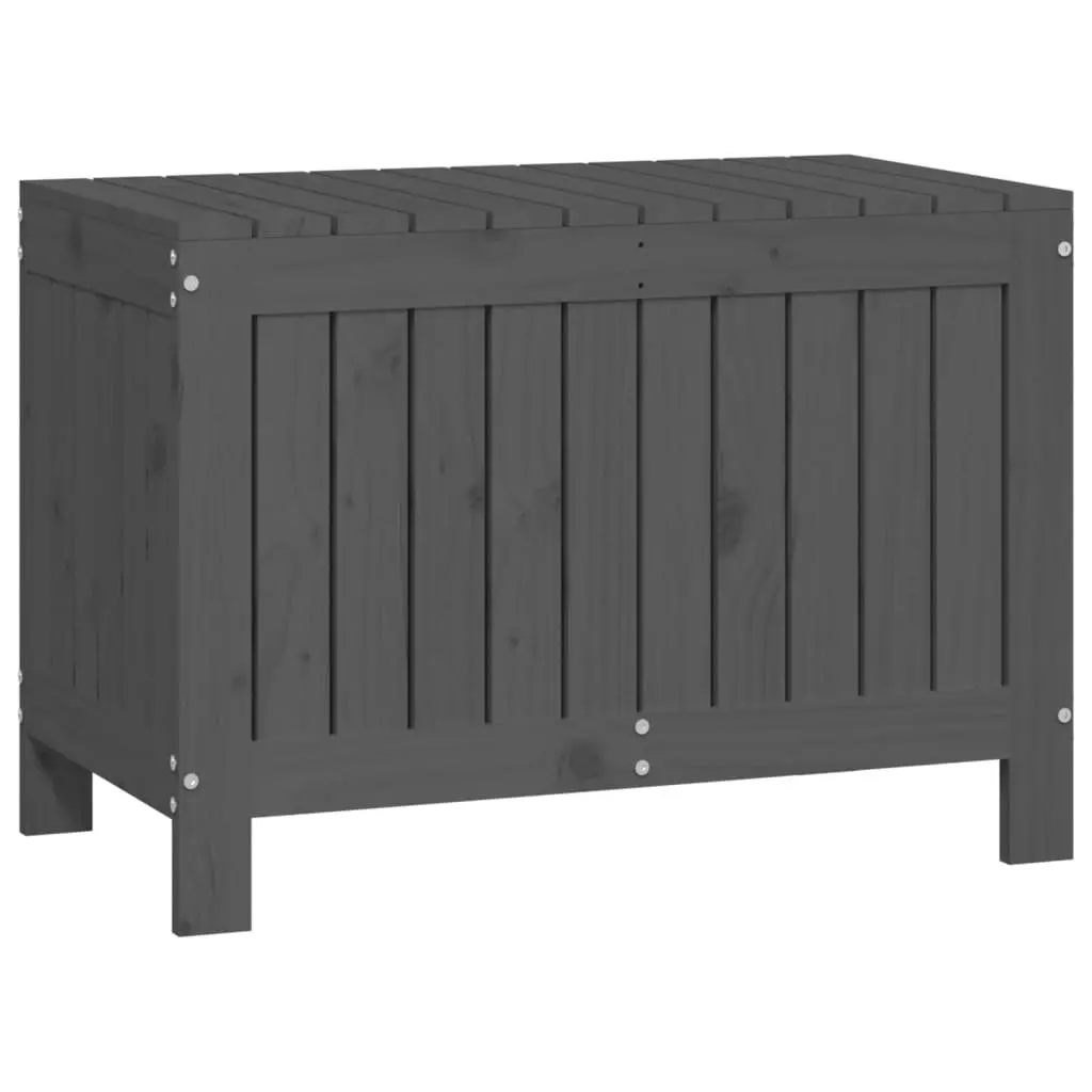 Garden Storage Box Grey Outdoor Wooden Container Solid Pine Wood Bench Seat