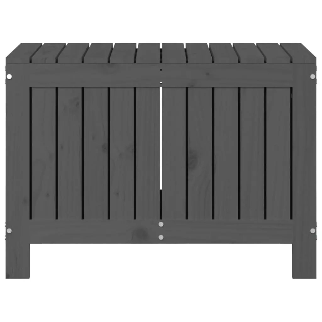 Garden Storage Box Grey Outdoor Wooden Container Solid Pine Wood Bench Seat