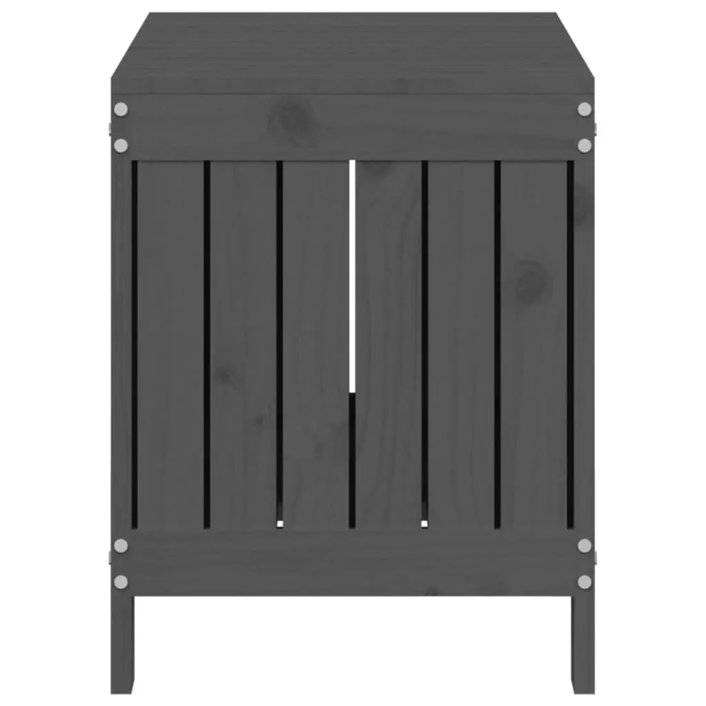 Garden Storage Box Grey Outdoor Wooden Container Solid Pine Wood Bench Seat