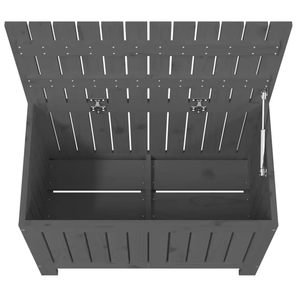 Garden Storage Box Grey Outdoor Wooden Container Solid Pine Wood Bench Seat