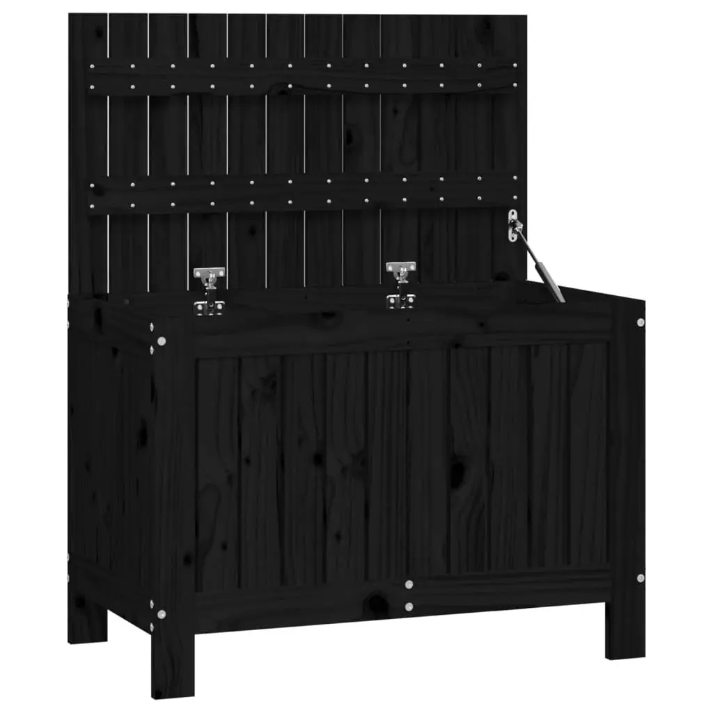 Garden Storage Box Black Outdoor Furniture Solid Wood Pine Deck Box with Lid