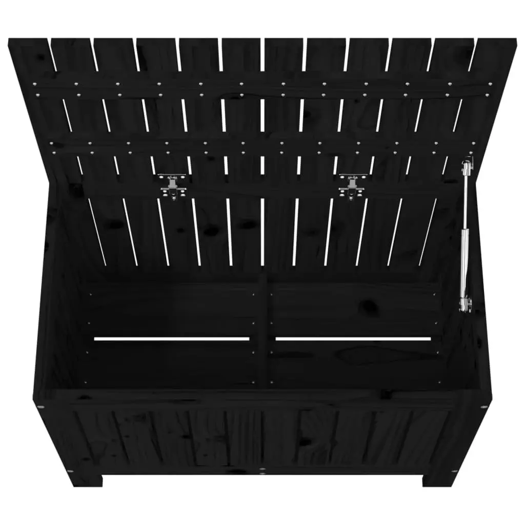 Garden Storage Box Black Outdoor Furniture Solid Wood Pine Deck Box with Lid
