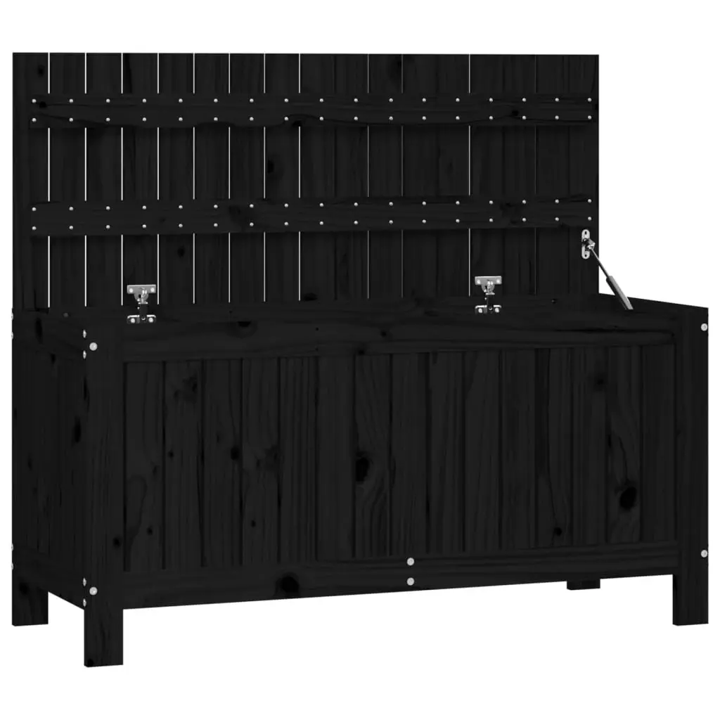Garden Storage Box Solid Pine Wood Outdoor Furniture 108x42.5x54cm Black