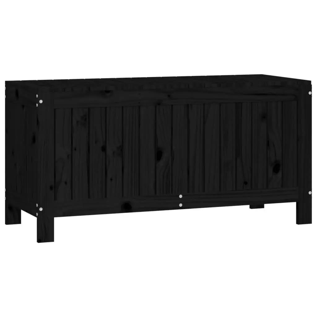 Garden Storage Box Solid Pine Wood Outdoor Furniture 108x42.5x54cm Black