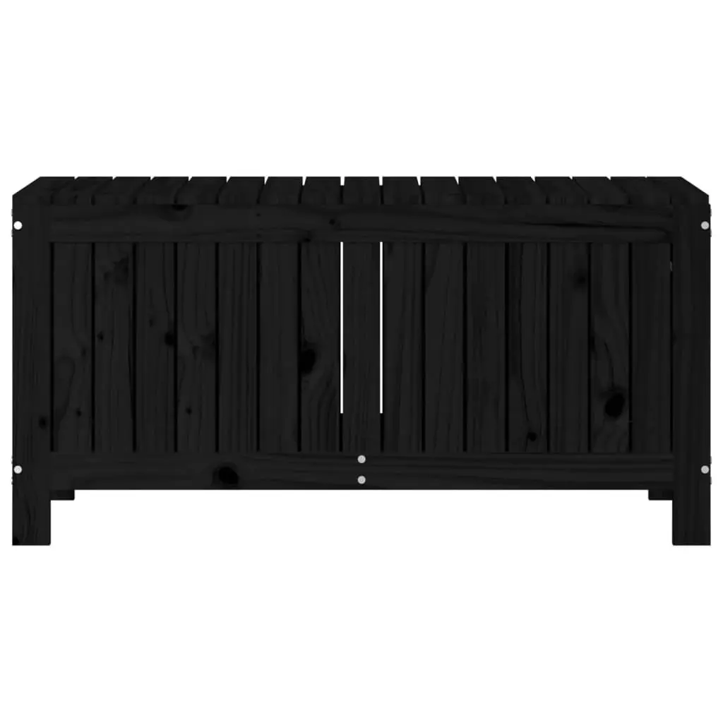 Garden Storage Box Solid Pine Wood Outdoor Furniture 108x42.5x54cm Black
