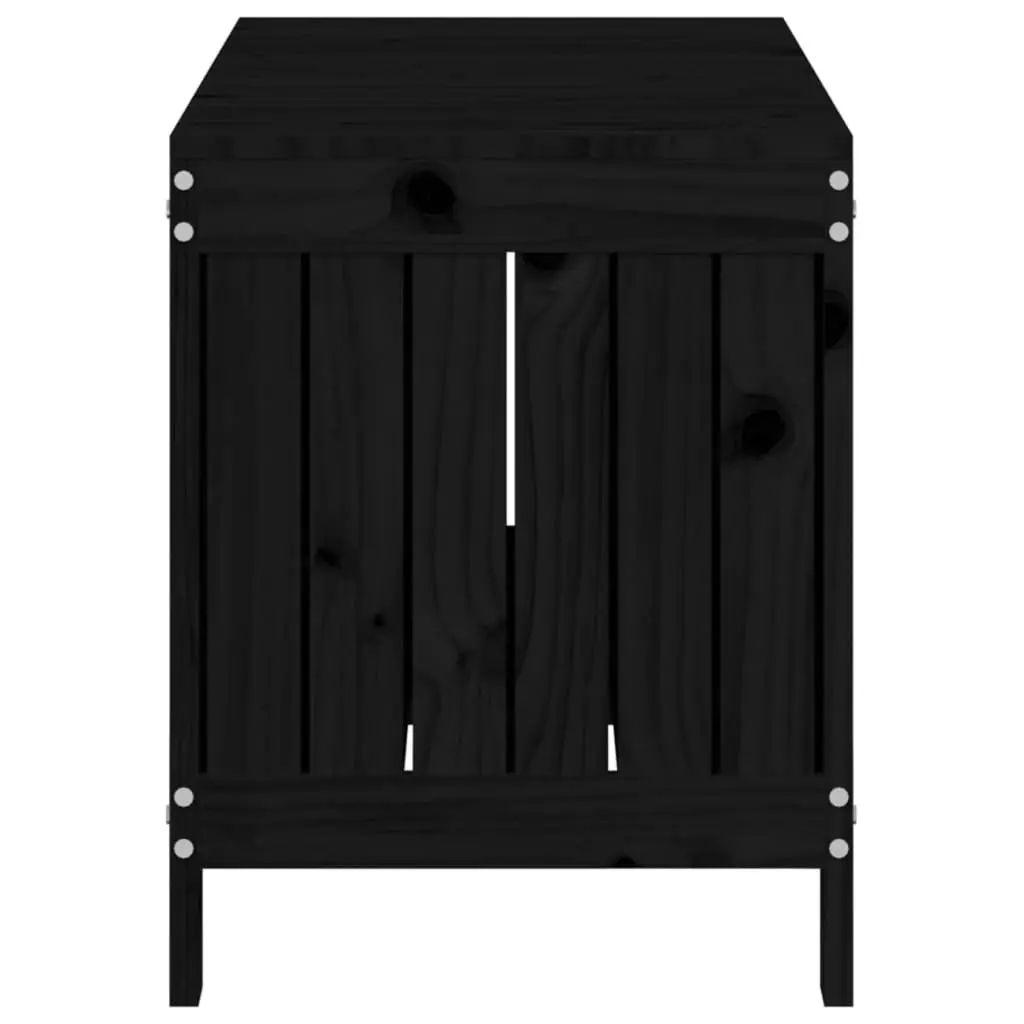 Garden Storage Box Solid Pine Wood Outdoor Furniture 108x42.5x54cm Black