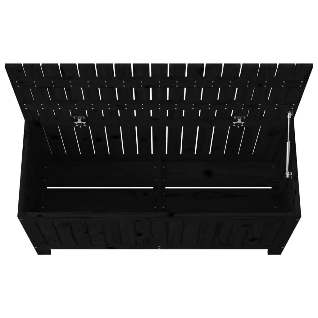 Garden Storage Box Solid Pine Wood Outdoor Furniture 108x42.5x54cm Black