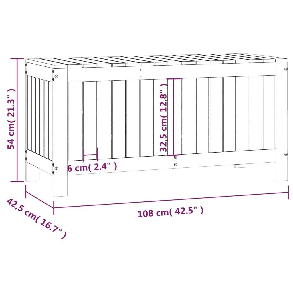 Garden Storage Box Solid Pine Wood Outdoor Furniture 108x42.5x54cm Black