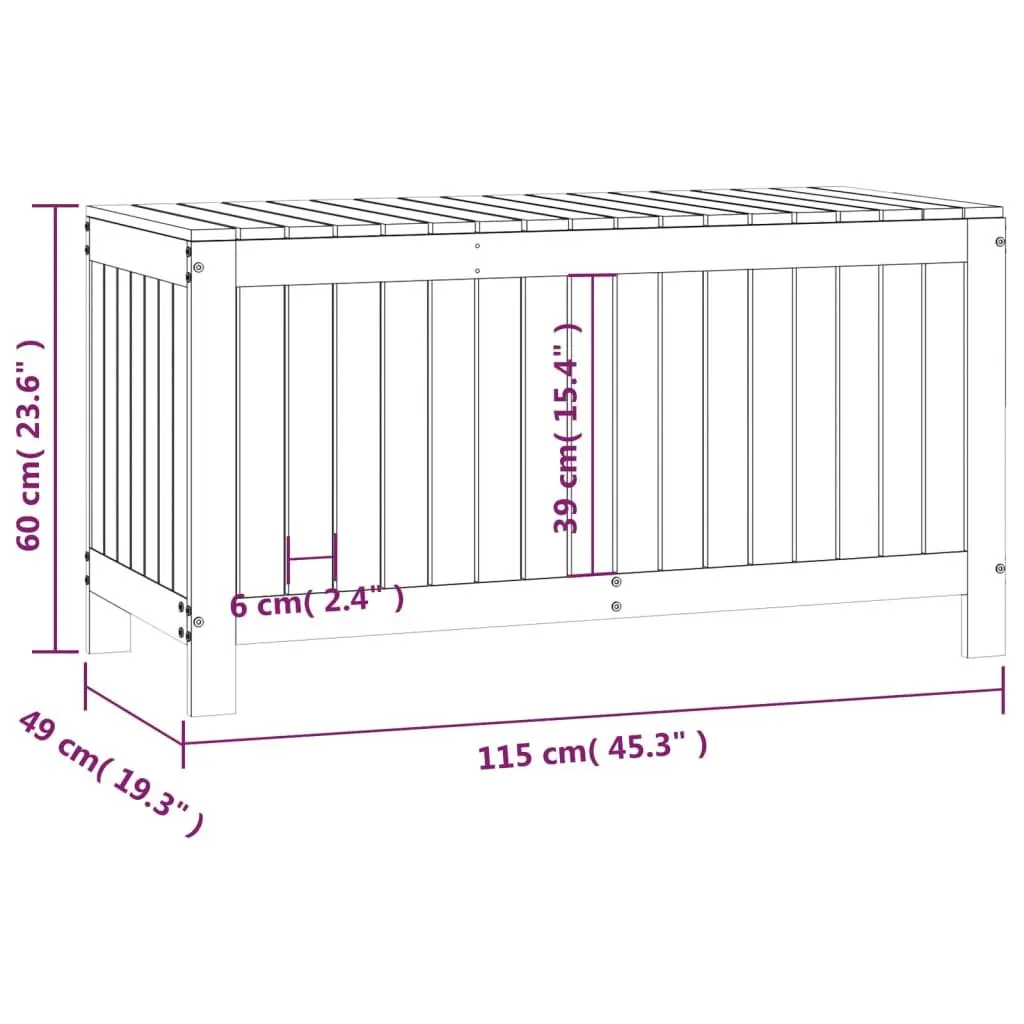 Garden Storage Box Outdoor Tool 115x49x60 cm Grey Solid Wood Pine