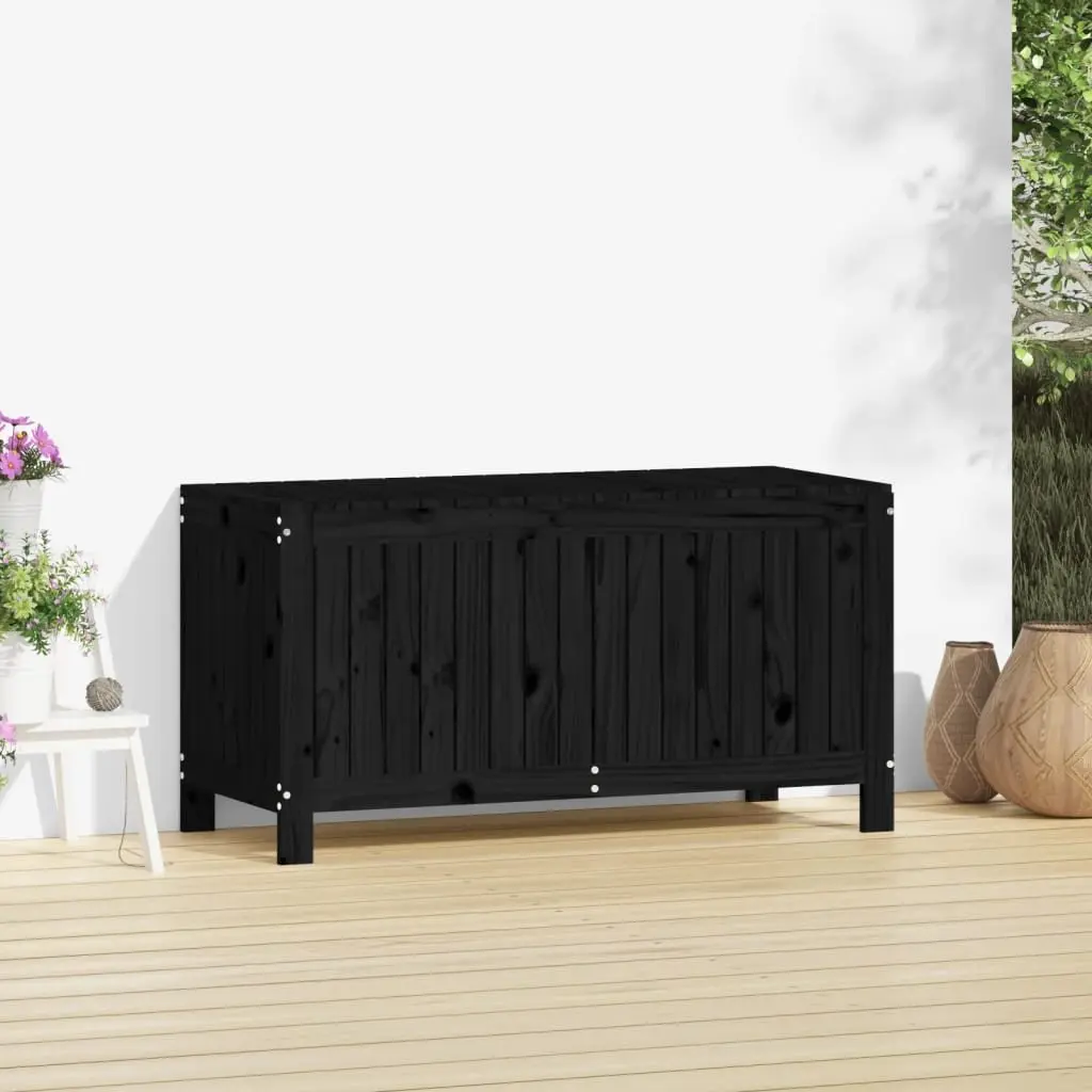 Garden Storage Box Outdoor Tool Organizer Black Wooden 115 x 49 x 60 cm