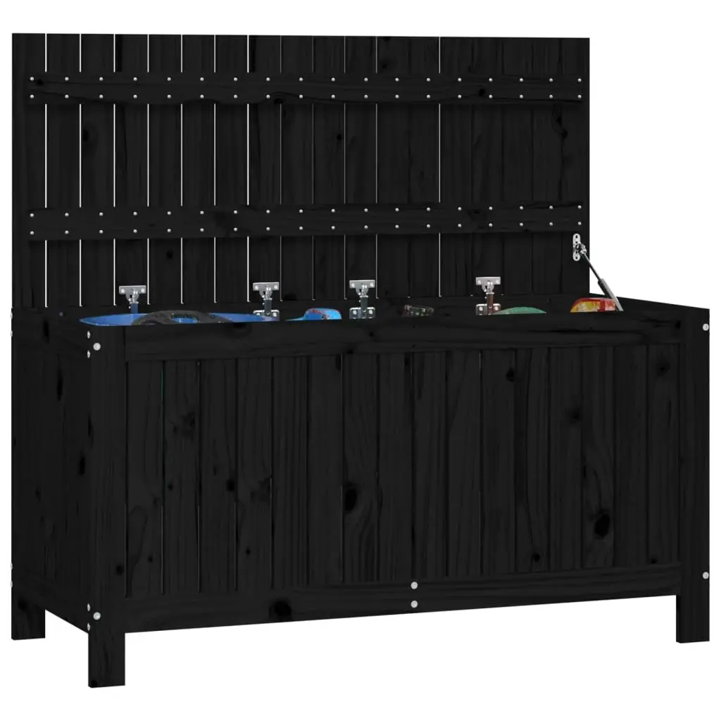 Garden Storage Box Outdoor Tool Organizer Black Wooden 115 x 49 x 60 cm