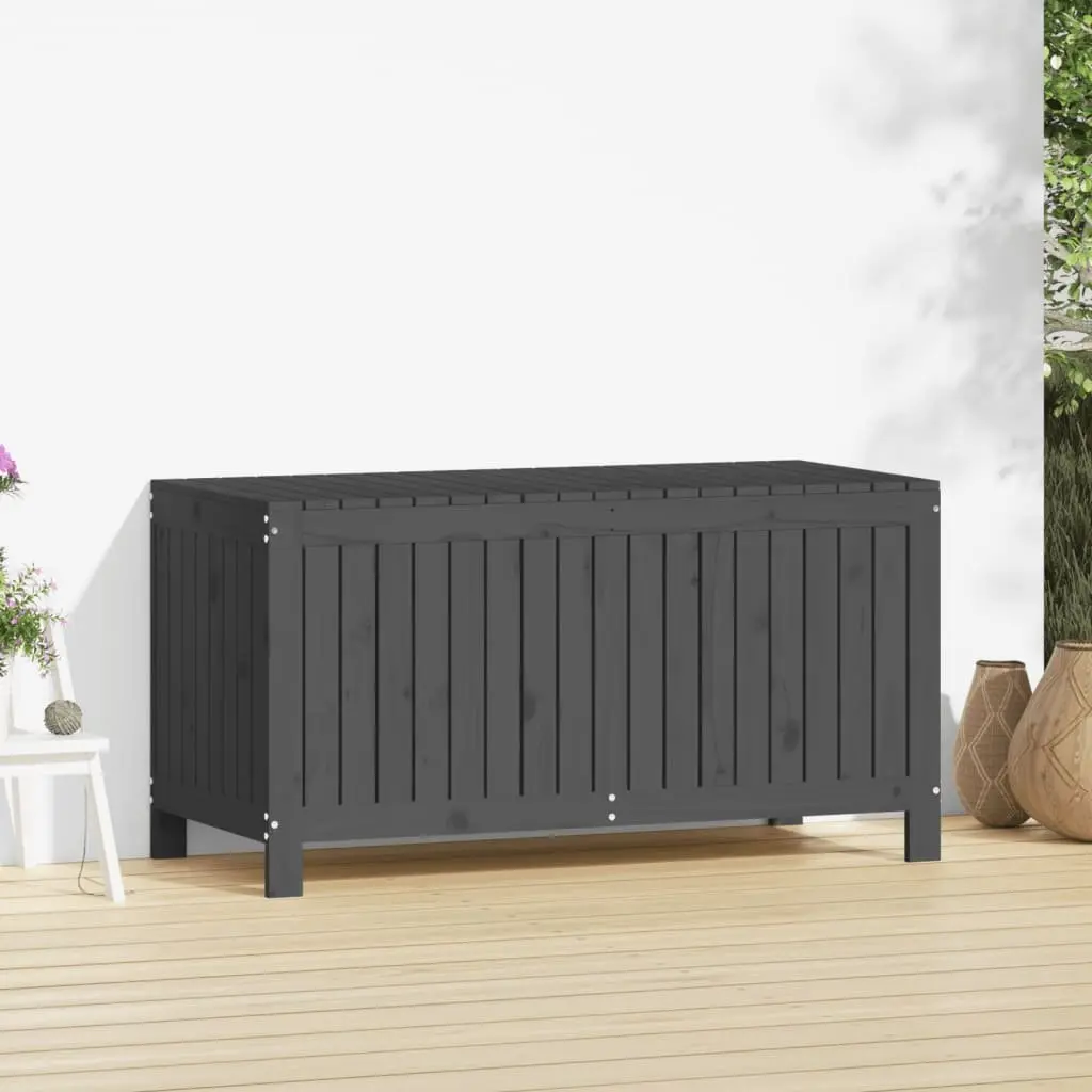 Garden Storage Box Outdoor Solid Pine Wood Grey 121 x 55 x 64 cm