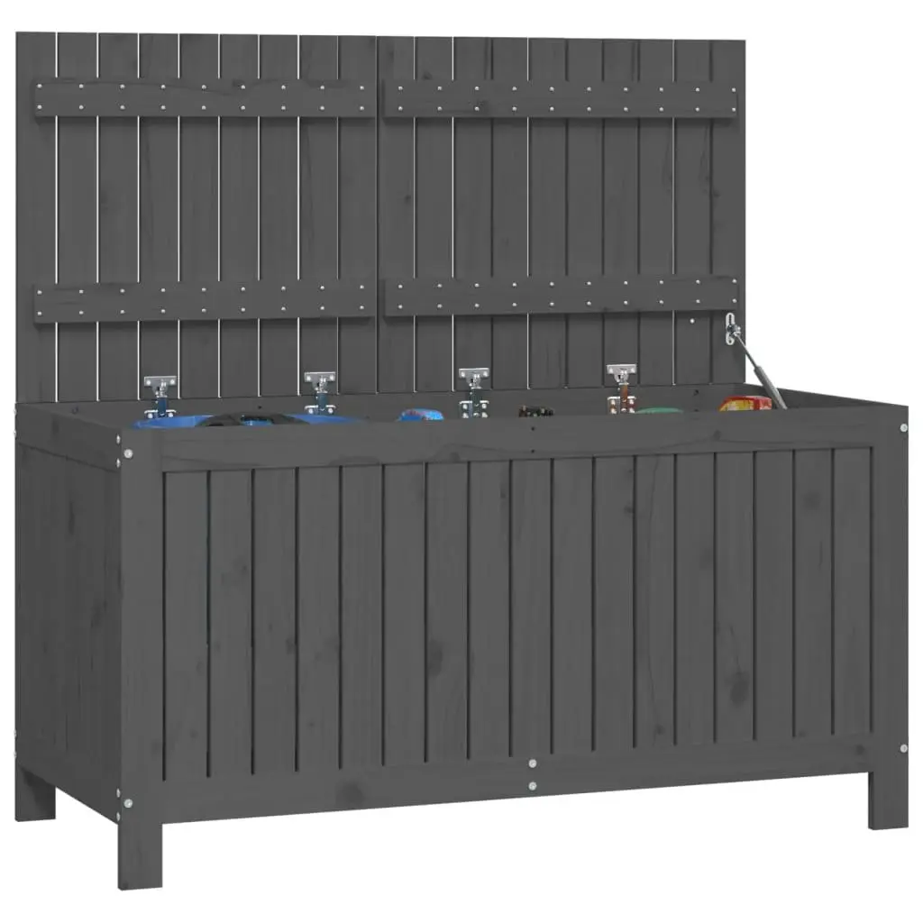 Garden Storage Box Outdoor Solid Pine Wood Grey 121 x 55 x 64 cm