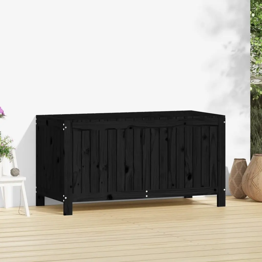 Garden Storage Box Outdoor Wooden Black 121 x 55 x 64 cm