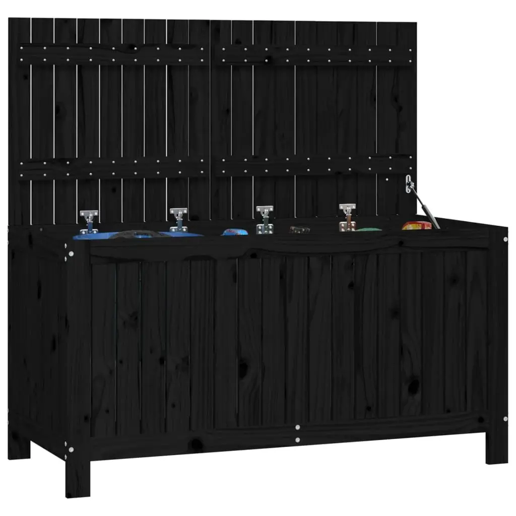 Garden Storage Box Outdoor Wooden Black 121 x 55 x 64 cm