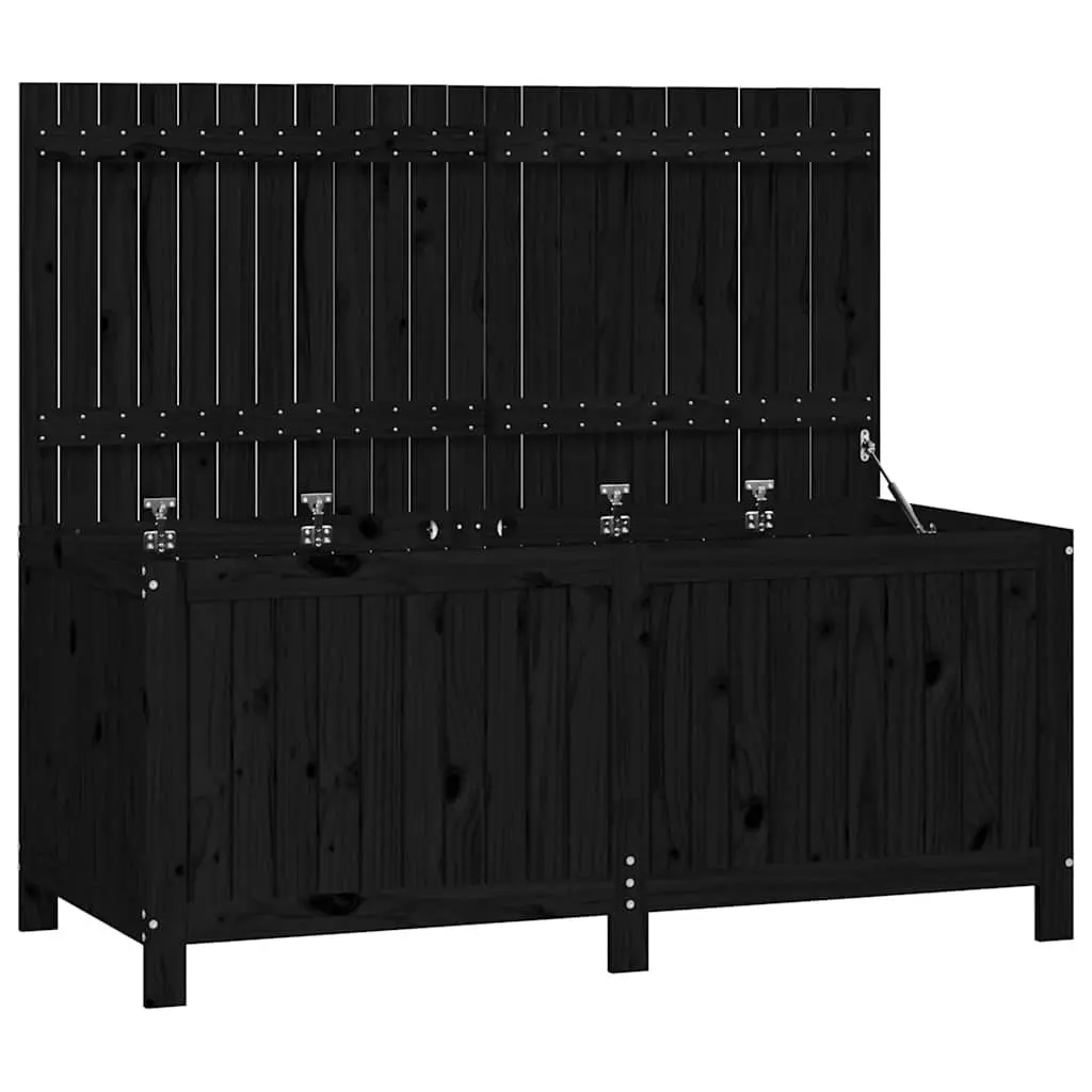 Garden Storage Box Black Wooden Outdoor Deck Tool Equipment Organizer Bench Seat
