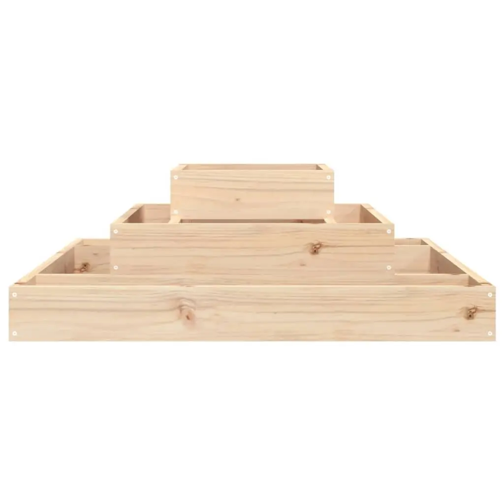 Wooden Planter Box 3-Tier Raised Garden Flower Pot 80x80x27cm Brown