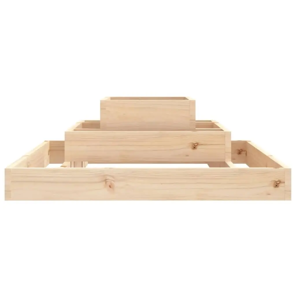 Wooden Planter Box 3-Tier Raised Garden Flower Pot 80x80x27cm Brown