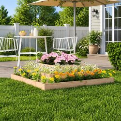 Wooden Planter 110x110x27 cm 3-Tier Raised Flower Bed Garden Container