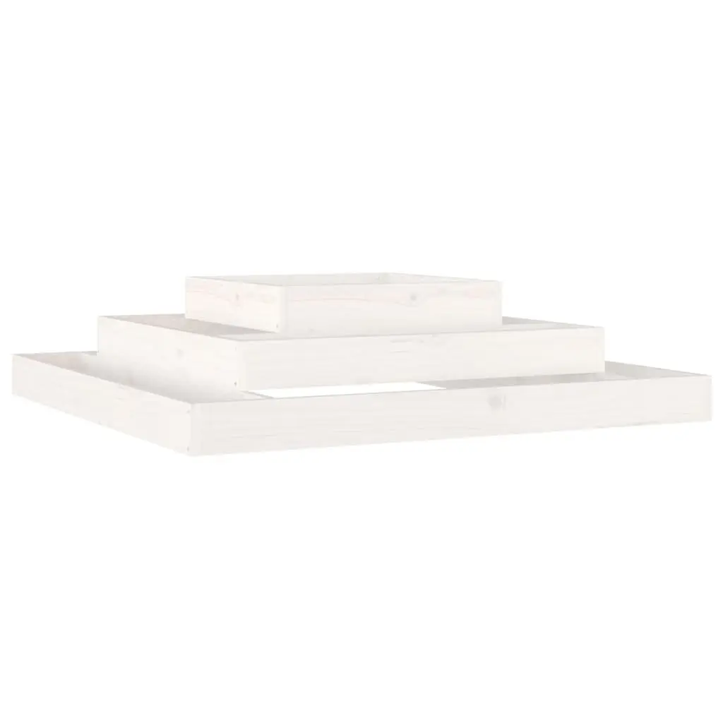 Wooden Planter Box 3-Tier Raised Bed 110x110x27cm White Pine Garden