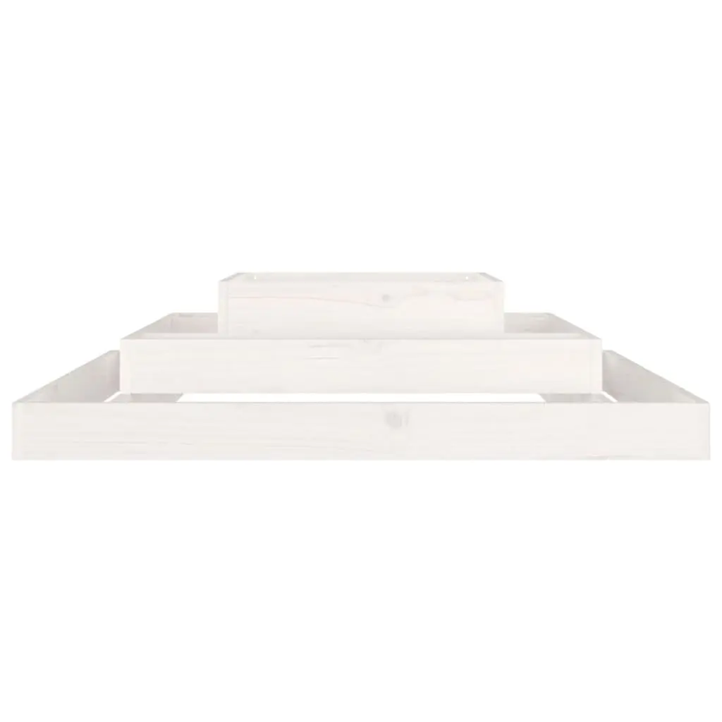 Wooden Planter Box 3-Tier Raised Bed 110x110x27cm White Pine Garden